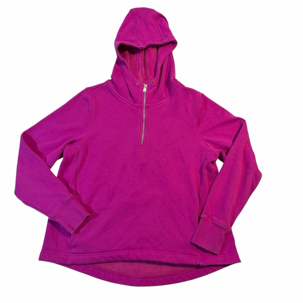 Athleta Cozy Karma 1/4 Zip Hoodie Thumb Holes Pink Women’s Large